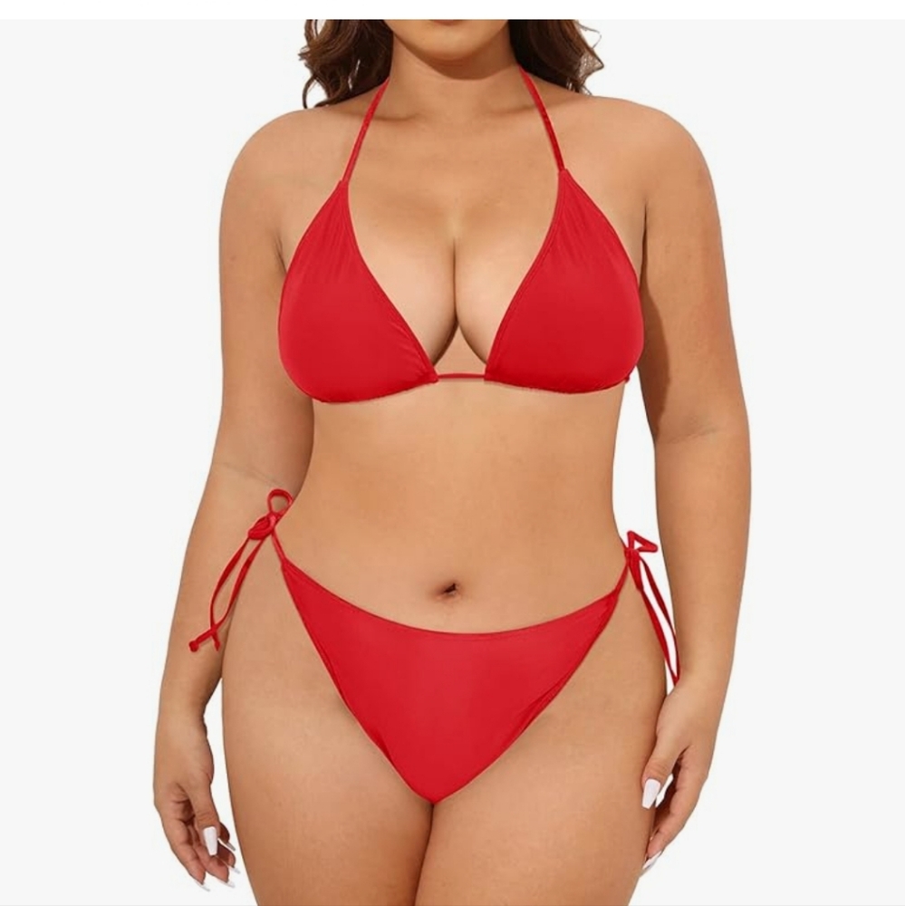 Red Triangle Bikini Set size S